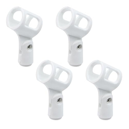 4Pcs Microphone Clip Rubber Flexible Mic Holder (White) | Handheld Wireless, Adjustable Angle, Inner Diameter Range 30-50mm - style: White, Square