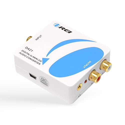 OREI Digital to Analog Audio Converter - Optical SPDIF/Coaxial to RCA L/R with 3.5mm Jack Support Headphone/Speaker Output DA21 | DAC Audio Converter, Digital Optical to RCA Converter, Supports Optical & Coaxial Input with Headphone Output