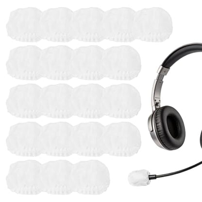 MECCANIXITY 50 Pcs Disposable Lapel Headset Microphone Windscreen, Non-Woven Mini Size Lavalier Microphone Windscreen Headset Mic Covers for Hole Ear-Hook Headsets, Lavalier Mic, White - color: White