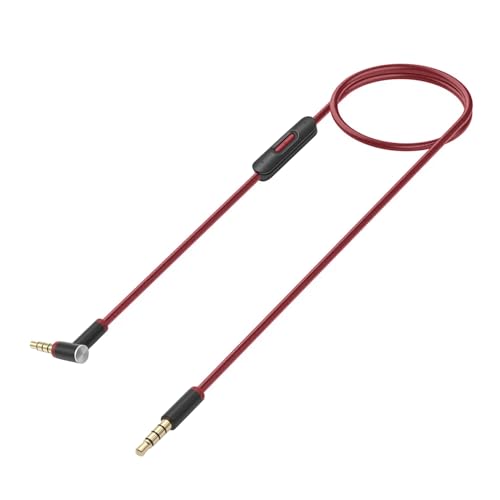 Replacement Audio Cable for Beats Headphones, Beats Cable Compatible with Solo Pro/Studio/Solo, Executive Mixr Pill with in Line& Volume Control (Black/red) - color: black/red