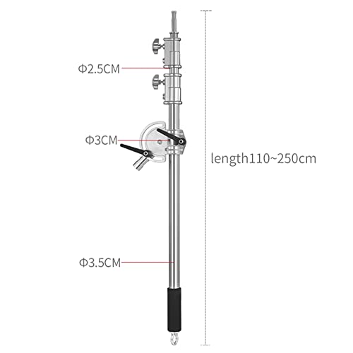 3.6-8.2ft Stainless Steel Heavy Duty Boom Arm for C-Stand w/Sandbag | Adjustable Overhead Crossbar Holding Arm with Universal Baby Pin Adapter for Studio Monolight, Softbox, Strobe Photography