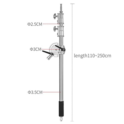 3.6-8.2ft Stainless Steel Heavy Duty Boom Arm for C-Stand w/Sandbag | Adjustable Overhead Crossbar Holding Arm with Universal Baby Pin Adapter for Studio Monolight, Softbox, Strobe Photography