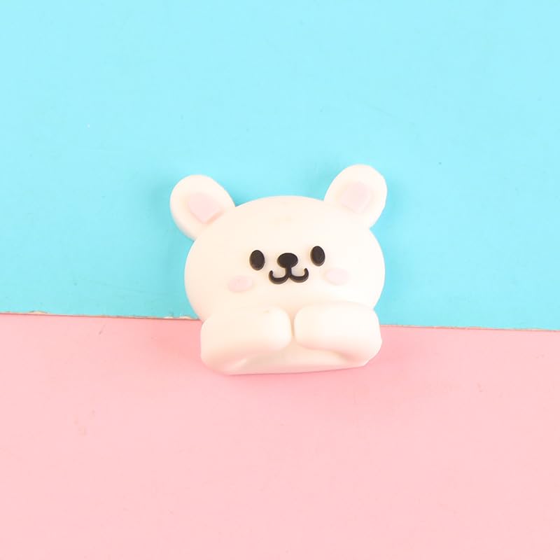 6pcs Cute Silicone Bear Desktop Cable Organizer with Hooks, Multi-Functional Wire Fixer for Mouse Earphone Data Cable, Traceless No-Nail Desk Drawer Utility Hooks