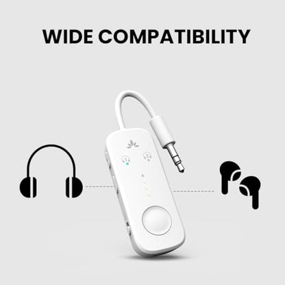 Avantree Relay - 2 Pack of Airplane Bluetooth 5.3 Adapter, Supports 2 AirPods or Headphones with aptX Adaptive & Low Latency, 3.5mm AUX Jack Wireless Audio Transmitter for Planes, Airline, Travel, TV
