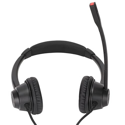 Sanpyl Telephone Headset with Microphone Noise Canceling, Wired Binaural Headsets with 2.5mm Plug and Volume Control, Corded Headphones with Mic for Call Center, Business