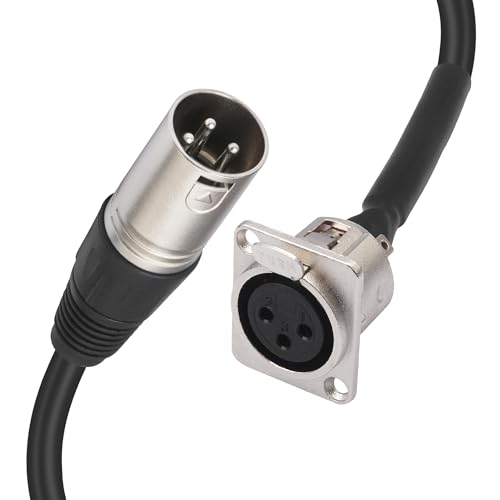 XLR Patch Cable XLR Male to Female Panel Mount Patchbay Cable for Floor Box, Stage Box 2ft 1pc - style: 1PC XLR Female Panel Mount to XLR Male