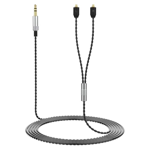 SE215 Cable Compatible with Shure SE215, SE215 Pro, SE315, SE425, SE425 Pro, SE535, SE846, UE900 Earbuds, MMCX to 3.5mm Cable for PS4, PS5, Tablets, Laptops, Smartphones (No Mic)