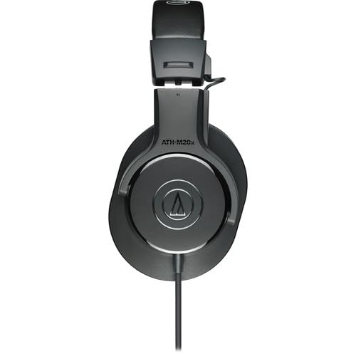 Audio-Technica ATH-M20x Professional Studio Monitor Headphones, Black (AUD ATHM20X) + Microfiber Cleaning Cloth + Headphone Stand + Headphone CASE + Goby Labs Headphone Cleaner 4 fl oz