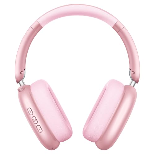 Wentronic Y01 Wireless Noise Canceling Headphones Bluetooth 5.3 Over Ear Headphones with Microphone, Hi-Res Audio, 48H Playtime, Foldable Comfortable Earpads,Compatible with iOS,Android,PC, Pink - color: Pink