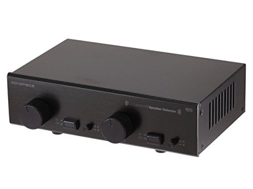 Monoprice 2-Channel A/B Speaker Selector - Black With Volume Control, Built In Independent Volume Controls, Accepts Wire Gauges Up To 14AWG