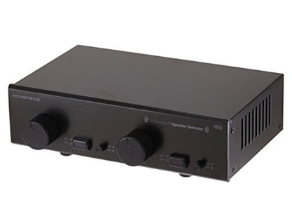 Monoprice 2-Channel A/B Speaker Selector - Black With Volume Control, Built In Independent Volume Controls, Accepts Wire Gauges Up To 14AWG