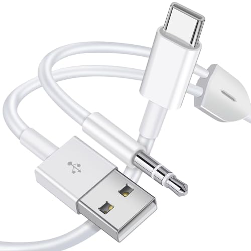 USB C to 3.5mm Aux Cable with Charger, 2 in 1 USB C to 3.5mm Car Stereo Aux Cable Headset Cable with PD 18W Charging Compatible with iPhone 17/16/16e/15 Pro Max/Air, Galaxy S25/S24/S23, Pixel 9/8/7/6 - color: White