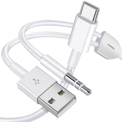 USB C to 3.5mm Aux Cable with Charger, 2 in 1 USB C to 3.5mm Car Stereo Aux Cable Headset Cable with PD 18W Charging Compatible with iPhone 17/16/16e/15 Pro Max/Air, Galaxy S25/S24/S23, Pixel 9/8/7/6 - color: White