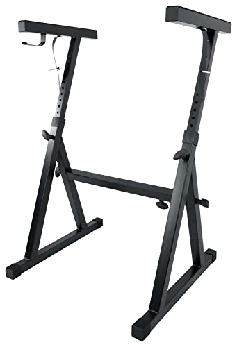 Rockville Z50 Z-Style Pro Keyboard Piano Stand, Adjustable Height and Width, Headphone Hook, Fits 54-88 Keys + Includes Travel Bag | 250 lb Capacity, Fits 49 Key and Up, EVA Foam Pads, Headphone Hook, Anchoring Straps, Portable, Sits or Stands