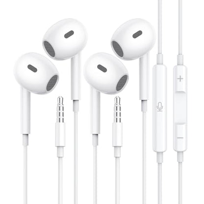 Wired Earbuds, [Clear Calls & No Noise] 3.5mm Headphones with Microphone in Ear Earphones HiFi Stereo Volume Control for iPhone/iPad/Samsung/Android/Kindle/Switch [2 Pack]