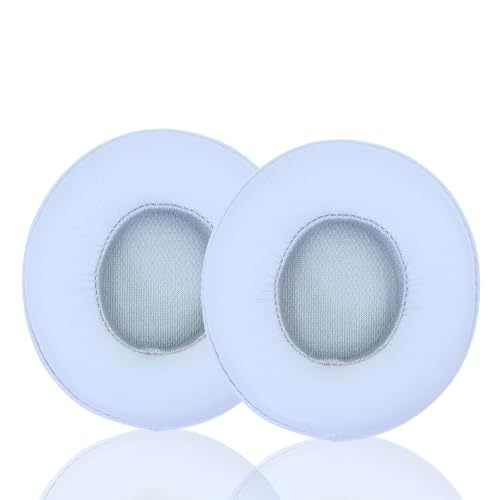 Headphone Replacement Ear Pad Cover Compatible with Beats by Dre Solo3 Solo2 Wired Wireless Headphones Protein Leather Memory Foam Headphone Cushion Ear Muffs-White - color: White