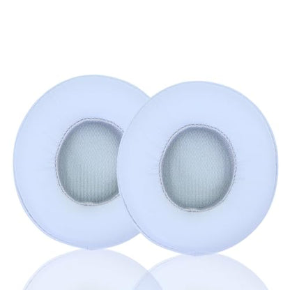 Headphone Replacement Ear Pad Cover Compatible with Beats by Dre Solo3 Solo2 Wired Wireless Headphones Protein Leather Memory Foam Headphone Cushion Ear Muffs-White - color: White