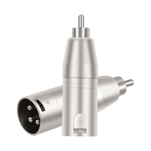2Pack RCA Male to 3Pin XLR Male Audio Adapter,Zinc Alloy Shell Balance XLR to Unbalanced RCA Amplifier, Audio Player Connector, - color: RCA M To XLR M