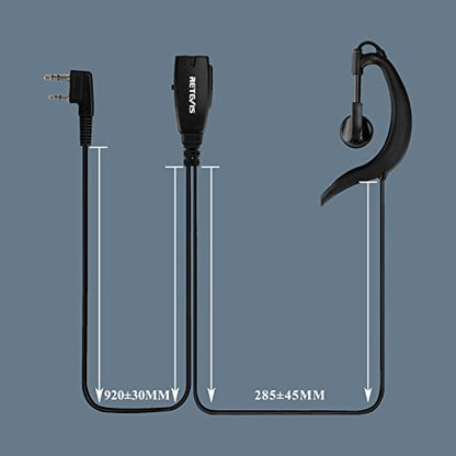 Retevis Hands Free Two Way Radio Headset with Mic, for RT22/RT68/RT21/H777/RT27 | VOX, Coil, G-Type Earhook, Compatible with Pxton, Baofeng BF-888S, Kenwood Walkie Talkie, Walkie Talkie Earpiece(1 Pack)