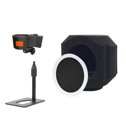 Microphone Windscreen Studio Microphone Noise Isolation Shield Windshield For Mics Soundproof Covers 1PC - color: White and black brac