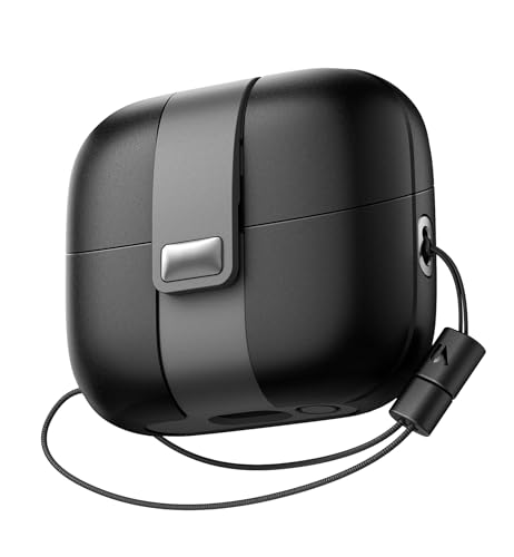 SURITCH for Samsung Galaxy Buds 3 Pro (2024) / Buds 3 (2024) / Buds 3 FE (2025) Case, Magnetic Cases with Cleaner Kit & Hanging Lanyard, Stylish Shockproof Cases Rugged Protective Cover, Black - color: Black