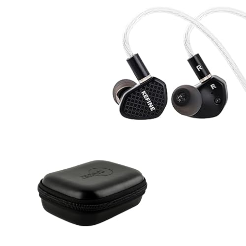 Linsoul Kefine Klean in Ear Monitor,10mm DLC Diaphragm Dynamic Driver HiFi Earphones,Wired Gaming Earbuds,Replaceable Nozzles + ZiiGaat PELLEPOD Leather Earbud Case, Waterproof IEM Storage Box