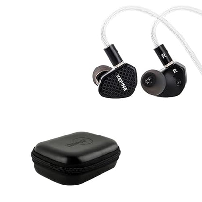 Linsoul Kefine Klean in Ear Monitor,10mm DLC Diaphragm Dynamic Driver HiFi Earphones,Wired Gaming Earbuds,Replaceable Nozzles + ZiiGaat PELLEPOD Leather Earbud Case, Waterproof IEM Storage Box