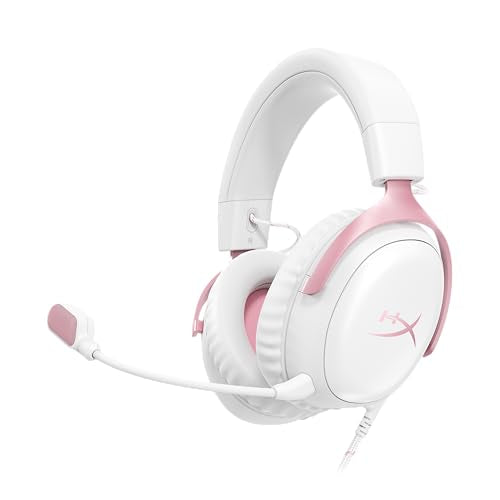 HyperX Cloud III – Wired Gaming Headset, PC, PS5, Xbox Series X|S, Angled 53mm Drivers, Memory Foam, Durable Frame, Ultra-Clear 10mm Mic, USB-C, USB-A, 3.5mm – Pink