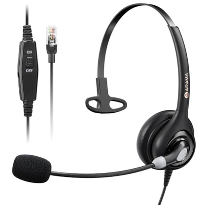 Arama Phone Headset for Office Phones for Polycom & Other IP Phones(A600S1) | Noise-canceling Mic, Metal Headband, Lightweight Design, Plug-and-play, Hands-Free, Call Center, Telemarketing, Office