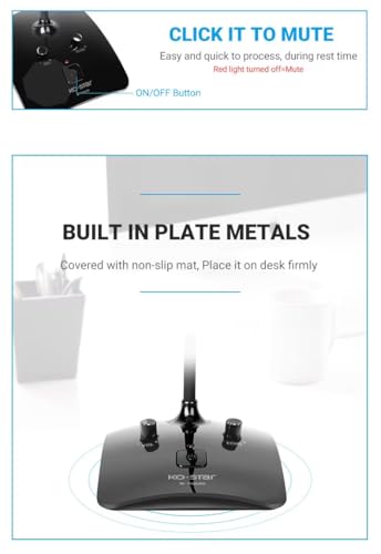 USB Microphone, Desktop Gooseneck Computer Mic with Mute Button & LED Indicator, Volume & Echo Control, Plug & Play for PC Laptop, Compatible with Zoom, Gaming, Meeting, Streaming