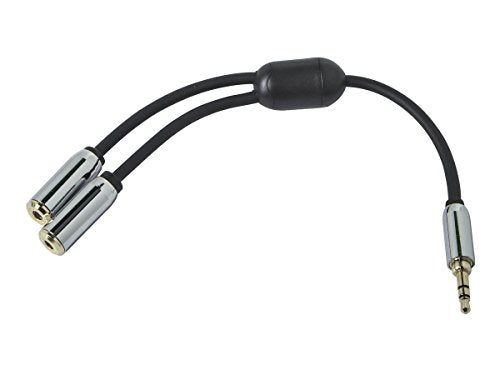 Monoprice 3.5mm Stereo Splitter - TRS Male to TRS Dual Female, Designed for Mobile, 0.5 Feet, Black
