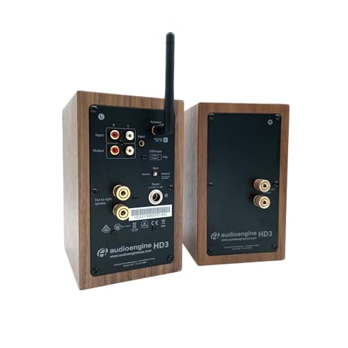Audioengine A2 HD (HD3) Wireless Computer Speakers – Bluetooth Desktop | Speakers with DAC, Headphone Amplifier and USB Audio - Walnut - color: Walnut, style: HD