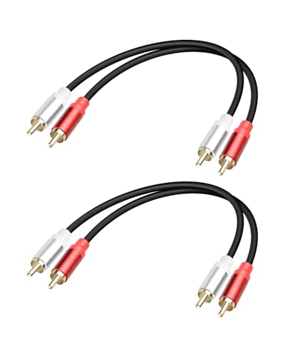 GELRHONR 2Pack 2RCA to 2RCA Cable 1FT, Short 2 RCA Male to 2 RCA Male Stereo Audio Cable for Subwoofer, Speaker, Home Theatre and More (M to M) - color: M to M