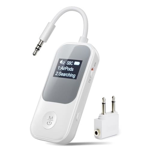 Nulaxy BR08 2-in-1 Bluetooth Transmitter Receiver with Screen & NX16 54W [PD 36W & QC3.0 18W] Bluetooth 5.3 Car Adapter