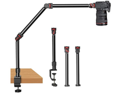 REFLEX CAMERA 37" Articulating Magic Arm Overhead Camera Mount – 3.3kg Load Capacity, Boom Arm with 1/4" Screws, 2-60mm Clamp Range Ideal for DSLR, Photography, Videography & Streaming