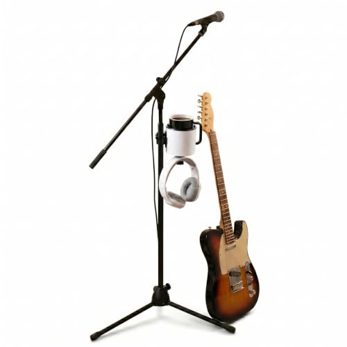 2-in-1 Mic Stand Cup Holder with Headphone Hanger for Studio Musicians