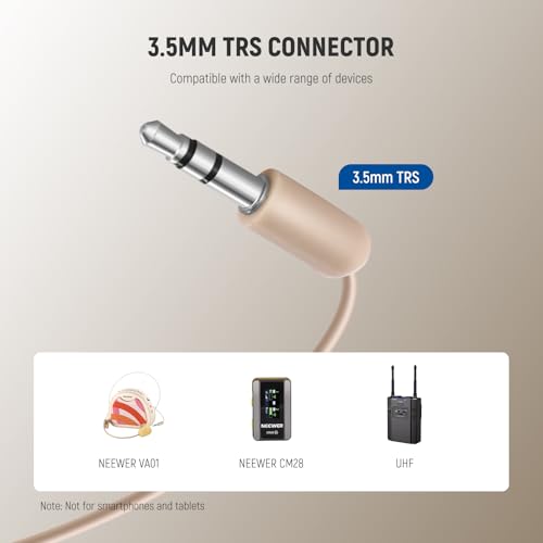 NEEWER Microphone Headset, Mono Track for Wired Voice Amplifier, Standard 3.5mm TRS Connector Jack Head Mic Plug for Teachers, Fitness Coaches, Tourism Guides, Public Speakers, LM9