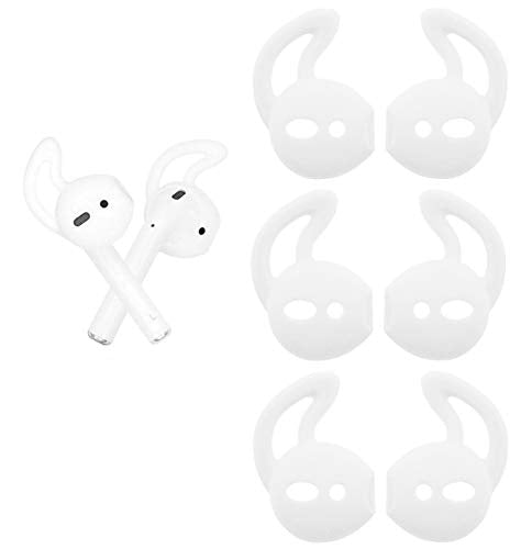 Air Pods Earbud Hooks Ear Hook Cover Ear Tip Ear Gel Anti-Slip Cover Silicone Compatible with Air Pods 2 & Air Pods 1 or Ear Pods, 3 Pairs White, WH3 - color: White