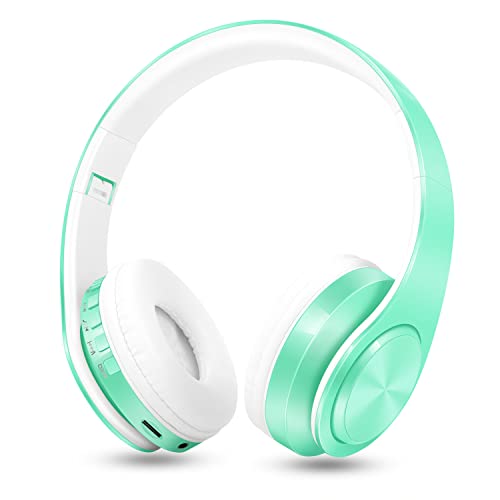 RAT TAIL V5.3 Bluetooth Headphones Over-Ear, Foldable Wireless and Wired Stereo Headset Micro SD/TF, FM for Cell Phone,PC,Soft Earmuffs &Light Weight for Prolonged Wearing (Green) - color: Green