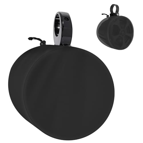 2 Pack Boat Speaker Covers, 900D Waterproof Wakeboard Tower Speaker Cover | Marine Grade UV Resistant Polyester Fabric, 14" H x 14" W x 13" D, Black - color: Black, size: L:14" H x 14" W x 13" D