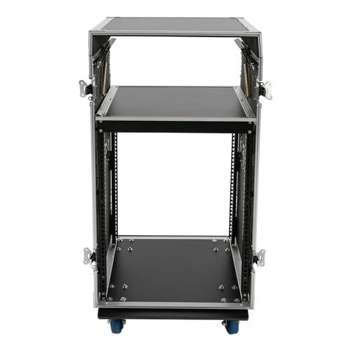 14U PA DJ Rack Case 2-layer Studio Rack with DJ Table Top, Network and Stereo Rack, Heavy-Duty Mobile Studio Equipment Cabinet with 4 Wheels, for Live Sound, KTV, Home Theater (One DJ Table Top) - color: One DJ Table Top