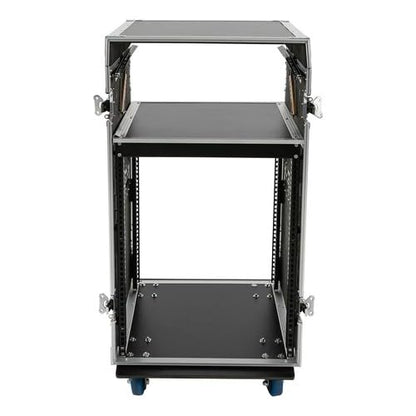 14U PA DJ Rack Case 2-layer Studio Rack with DJ Table Top, Network and Stereo Rack, Heavy-Duty Mobile Studio Equipment Cabinet with 4 Wheels, for Live Sound, KTV, Home Theater (One DJ Table Top) - color: One DJ Table Top