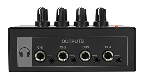 Rockville 4-Person Podcast Recording Package LINE8 USB 8-Channel Mixer and USB Audio Interface with (4) PRO-M50 Headphones, (4) RMIC-SR Mics, Stands, RHPA4 Amp, Cables (15 Items)