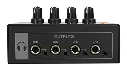 Rockville 4-Person Podcast Recording Package LINE8 USB 8-Channel Mixer and USB Audio Interface with (4) PRO-M50 Headphones, (4) RMIC-SR Mics, Stands, RHPA4 Amp, Cables (15 Items)