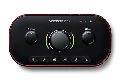 Audiosavings Bundle: Focusrite Vocaster Two USB-C Podcast Podcasting Studio Audio Recording Interface Bundle with (2) Rockville PRO-M50 SR Studio Headphones (3 Items)
