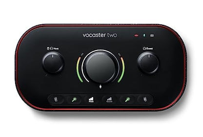 Audiosavings Bundle: Focusrite Vocaster Two USB-C Podcast Podcasting Studio Audio Recording Interface Bundle with (2) Rockville PRO-M50 SR Studio Headphones (3 Items)
