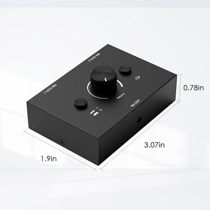 3.5mm Audio Selector Audio Switcher, Speaker Switch, AUX Switch Box, AB Switcher Selector, Bi-Directional (3.5mm 1In-2Out/2In-1Out)