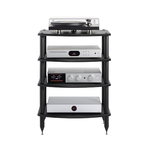 Pangea Audio Vulcan Four Shelf Audio Rack, Media Stand, and Components Cabinet 4 Shelf Carbon - color: 4 Shelf Carbon Fiber Vinyl