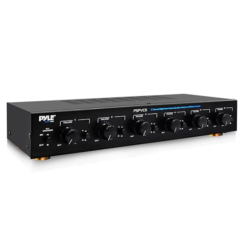 Pyle 6Channel Speaker Selector- Premium Switch Box Hub Distribution System w/Individual Volume Control for Multi-Channel Amplifier Power, Controls Up to 6 Pairs of Indoor or Outdoor Speaker- PSPVC6.5