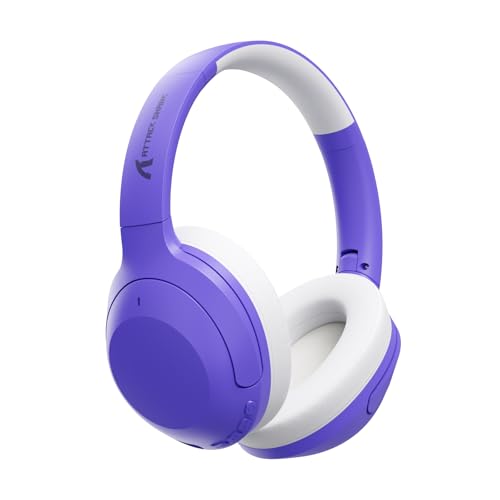 ATTACK SHARK G300 Active Noise Cancelling Wireless Headphones, Ultra Light Foldable Over-Ear Wired/Bluetooth Headset, 20H Playtime, Built-in Mic Hands Free Talking for Travel, Office, Home - Purple - color: Purple